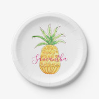 Personalisierte Ananas Gelb-Rosa Wasserfarbe