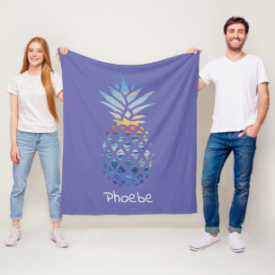 Personalisierte Ananas-Ozean-Sonnenuntergang Fleecedecke