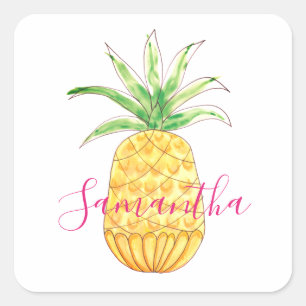 Personalisierte Ananas Quadratischer Aufkleber