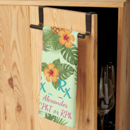 Personalisierte Ananas und Hibiskus Pharmacy Geschirrtuch