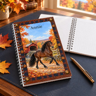 Personalisierte Andalusier-Fuchsstute-Herbst-Gedec Notizbuch