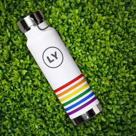 Personalisierte Anfänge Druckfarben Streifen weiß Trinkflasche