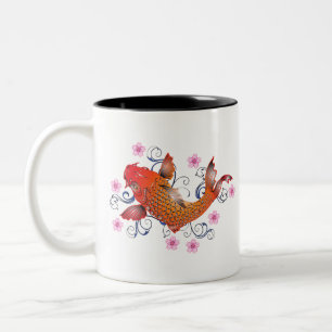 Personalisierte Anfangs- und orange Japaner Koi Zweifarbige Tasse