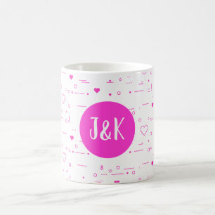 Personalisierte Anfangsbuchstaben J & K Rosa Liebe Kaffeetasse