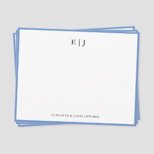 Personalisierte Anfangsbuchstaben mit blauem Rand Mitteilungskarte