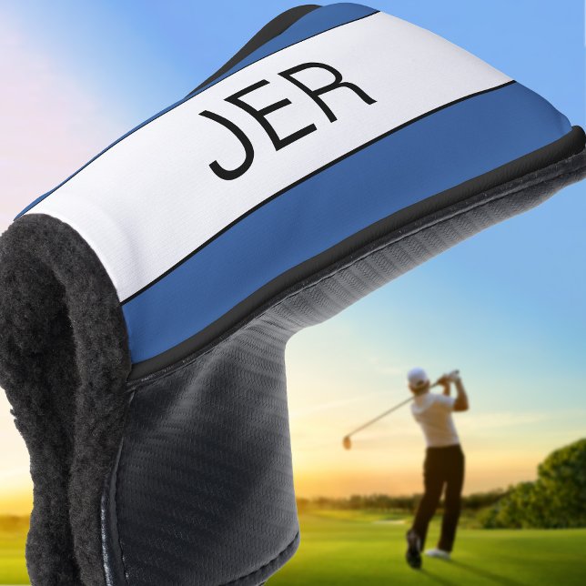 Personalisierte Anfangsbuchstaben Monogram Blue Bl Golf Headcover (Add Your Custom Initials Monogram Blue Black Putter Golf Head Cover)