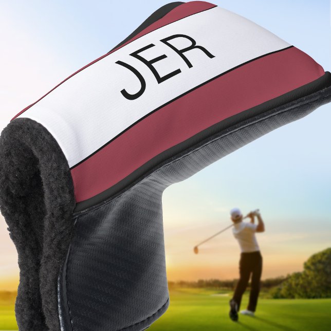 Personalisierte Anfangsbuchstaben Monogramm Schwar Golf Headcover (Personalized Initials Monogram Red Black Putter Golf Head Cover)