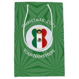 Personalisierte Angel-Weihnachtsflagge Mittlere Geschenktüte