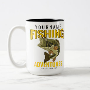 Personalisierte Angelabenteuer Bass-Angler  Zweifarbige Tasse