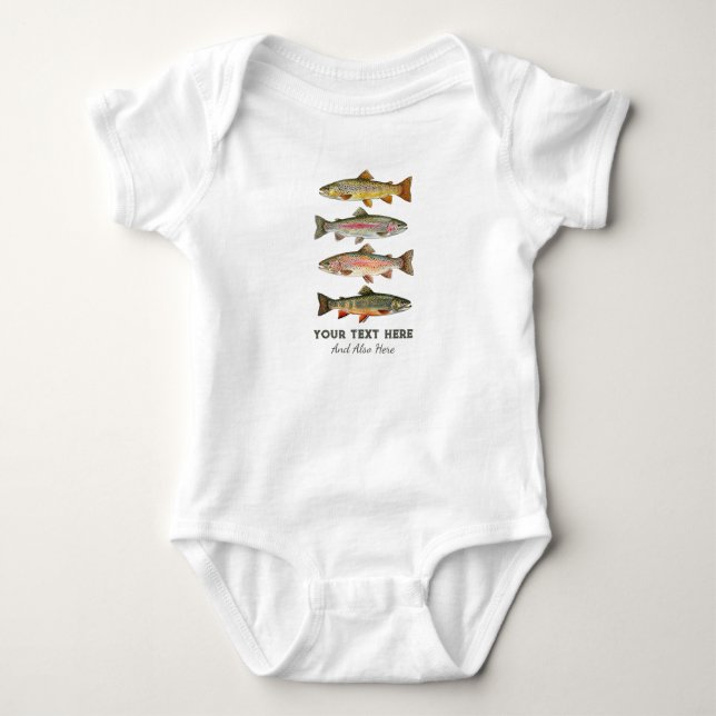 Personalisierte Angler-Liebhaber – Forellen-Angel- Baby Strampler (Vorderseite)