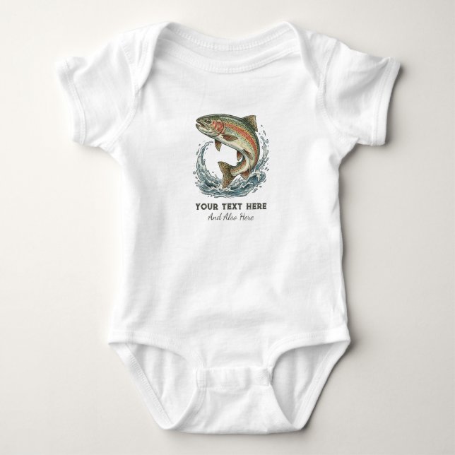 Personalisierte Anglerliebe – Forellenangler-Desig Baby Strampler (Vorderseite)