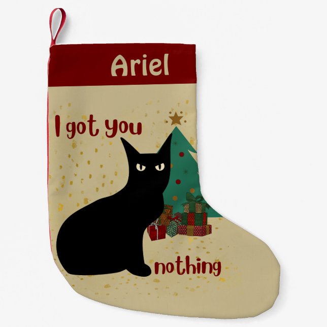 Personalisierte angry Black Cat Ich Got Ihnen nich Kleiner Weihnachtsstrumpf (Vorderseite)