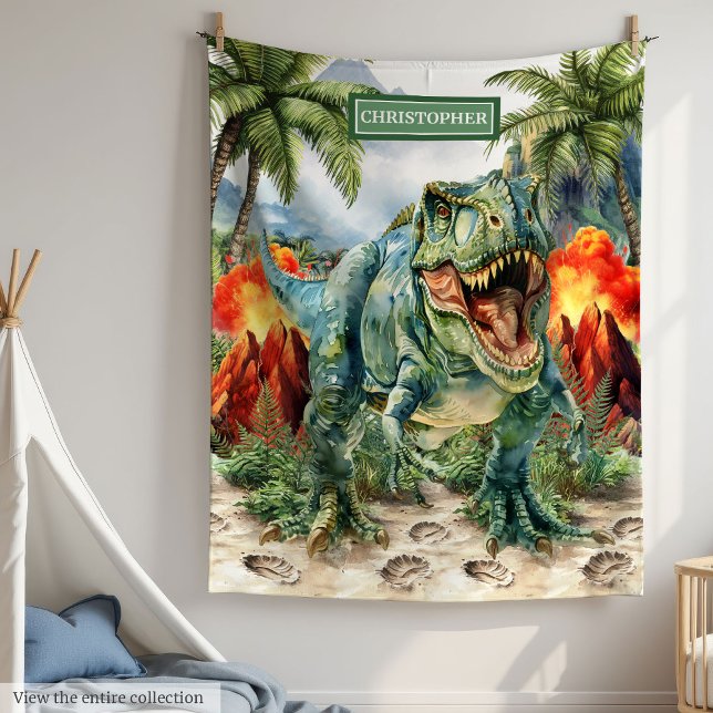 Personalisierte angry T-Rex Blanket Einzigartige J Fleecedecke (Personalized Angry T-Rex Blanket Unique Boys)