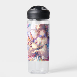 Personalisierte Anime Girl und Axolotl Trinkflasche