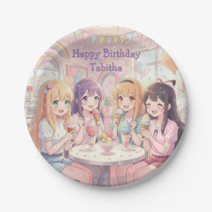 Personalisierte Anime-Mädchen-Eiscreme-Geburtstags Pappteller