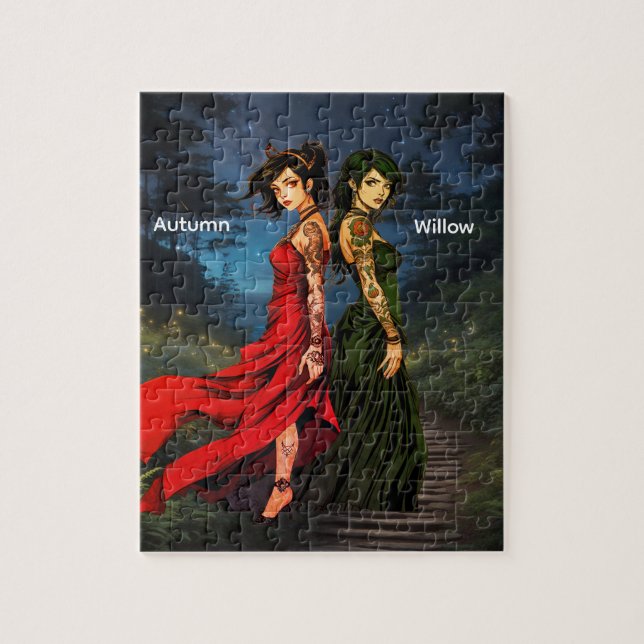 Personalisierte Anime-Tätowierte Mädchen   Puzzle (Vertikal)