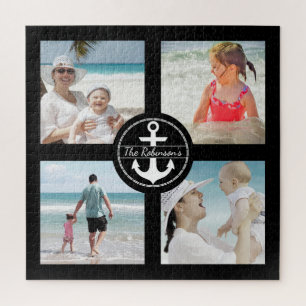 Personalisierte Anker-Foto-Collage Schwarz Puzzle