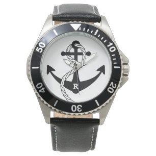 Personalisierte Ankermonogramm Armbanduhr