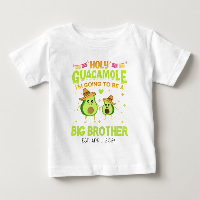 Personalisierte Ankündigung von Avocado Big Brothe Baby T-shirt (Vorderseite)