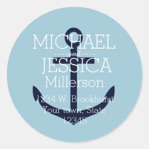 Personalisierte Anschrift des Blue Anchor Runder Aufkleber