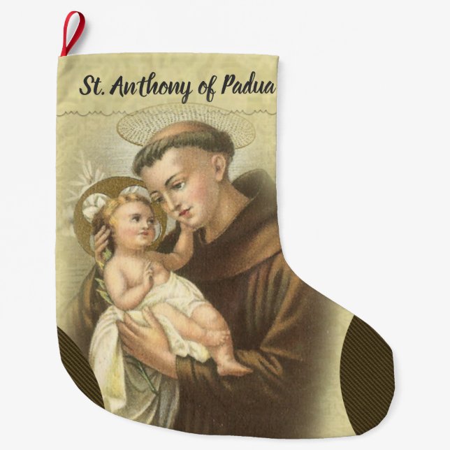 Personalisierte Anthony von Padua Gebet Großer Weihnachtsstrumpf (Vorderseite)