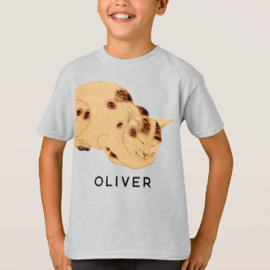 Personalisierte antike Schlafkatze Japanisch Ukiyo T-Shirt