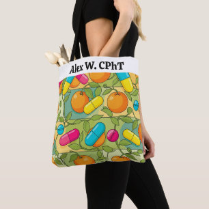 Personalisierte Apotheke Tote Beutel Orangen und R