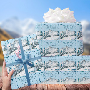 Personalisierte Apres Ski Blue Winter Brautparty Geschenkpapier