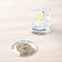 Personalisierte Apricot Golden Doodle Hochzeit Runder Pappuntersetzer