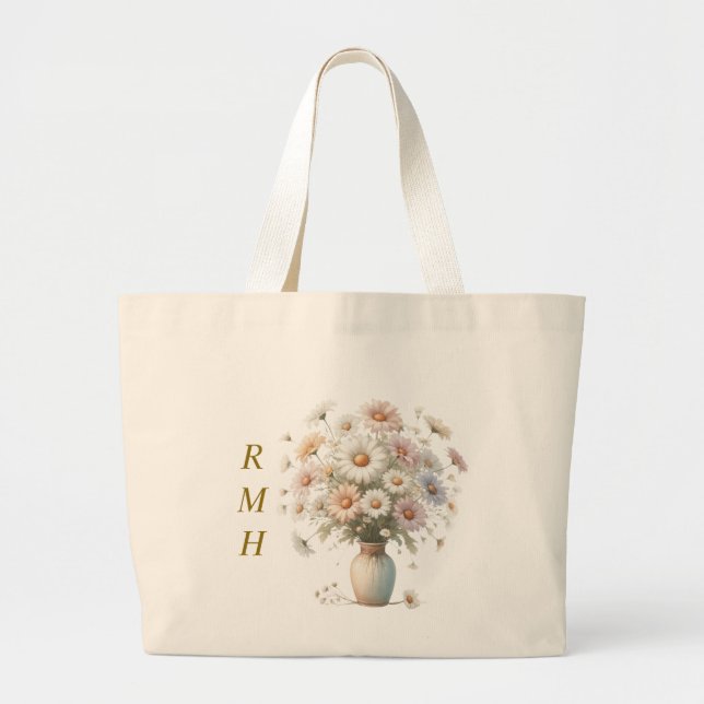 Personalisierte April-Daisy-Tasche Jumbo Stoffbeutel (Vorne)