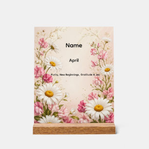 Personalisierte April-Geburtsblume Gänseblümchen Acrylschild