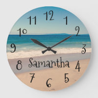 Personalisierte Aqua Beach Szene Schwarzer Text