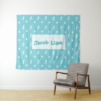 Personalisierte Aqua Blue Seepferd Boys Namensband