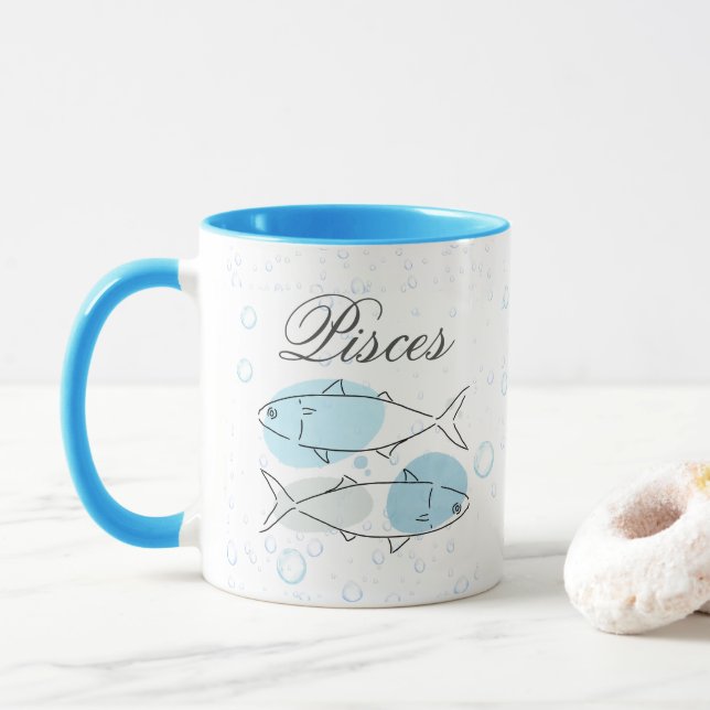 Personalisierte Aqua Essence Pisces Tasse (Mit Donut)