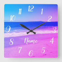 Personalisierte Aqua-Rosa-Ombre-Strandszene