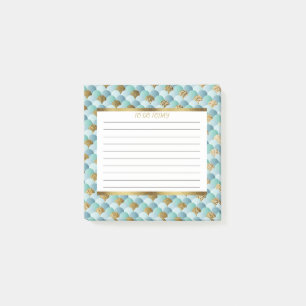 Personalisierte Aqua Türkis Gold Meerjungfrau Schu Post-it Klebezettel