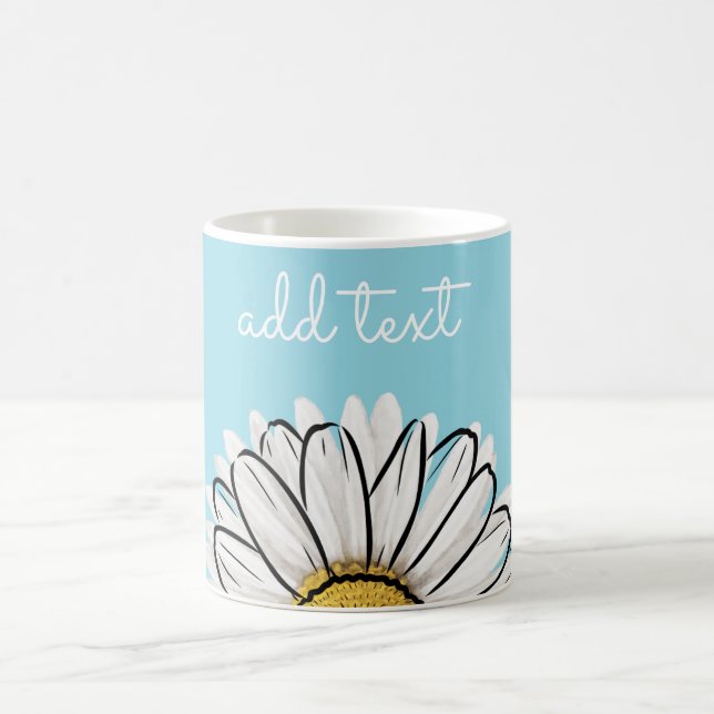 Personalisierte Aqua & Yellow Daisy Kaffeezucht Ta Kaffeetasse (Mittel)