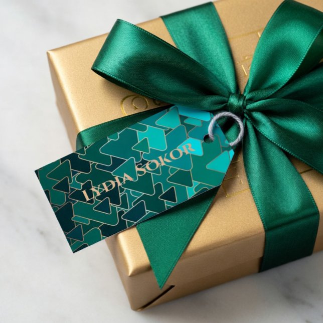 Personalisierte Aquamarin- und Goldgeometrie Geschenkanhänger (Von Creator hochgeladen)