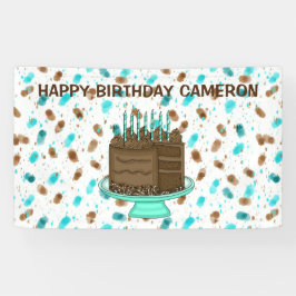 Personalisierte Aquamarine und braune Dots Happy B Banner