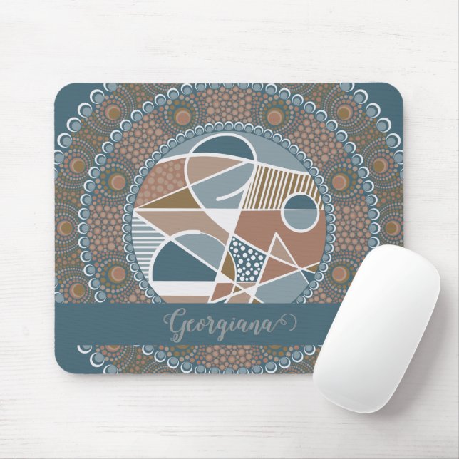 Personalisierte Aquamarine und Gold Abstrakt Accen Mousepad (Mit Mouse)