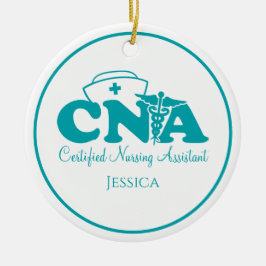 Personalisierte Aquamarine Weiße CNA Weihnachten Keramik Ornament