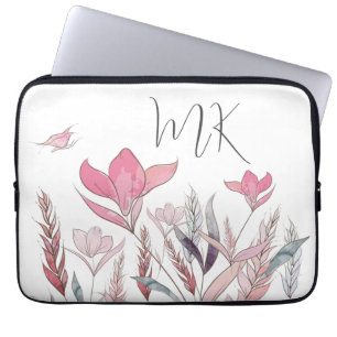 Personalisierte Aquarell-Blumen-Blumenkunst  Laptopschutzhülle