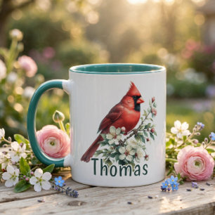 Personalisierte Aquarell-Blumen-Kardinal Tasse