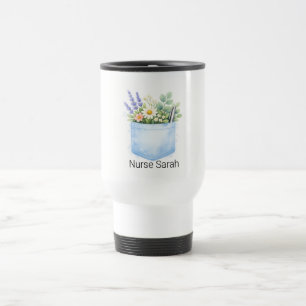 Personalisierte Aquarell-Blumen-Schrubs-Tasche Reisebecher