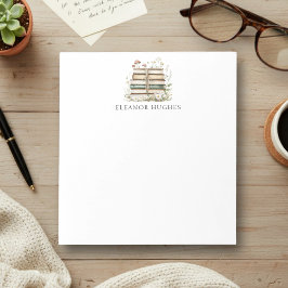 Personalisierte Aquarell-Blumen-Vintage-Bücher Notizblock