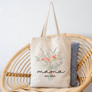 Personalisierte Aquarell-Blumentasche für Mama Tragetasche