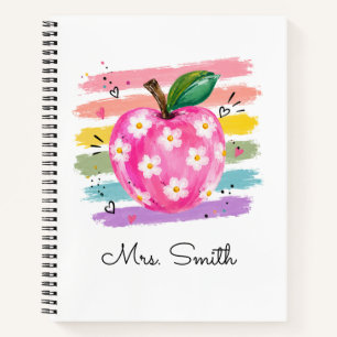 Personalisierte Aquarell-Gänseblümchen-Apfel Notizbuch