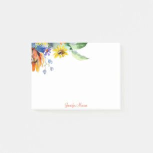Personalisierte Aquarell-Gänseblümchen Post-it Klebezettel