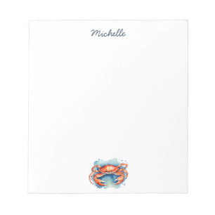 Personalisierte Aquarell-Krabbe Sommerstrand    Notizblock