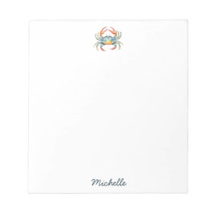 Personalisierte Aquarell-Krabbe Sommerstrand    Notizblock